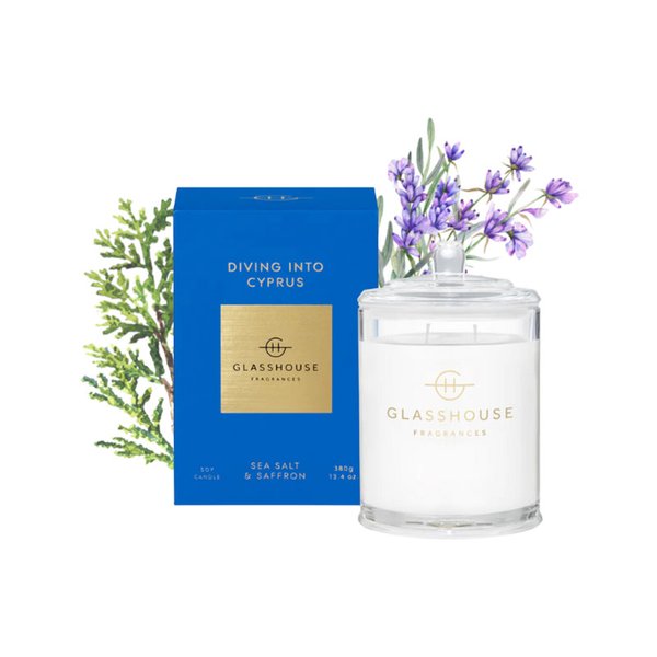 Glasshouse Fragrances Soy Candle - Diving Into Cyprus 