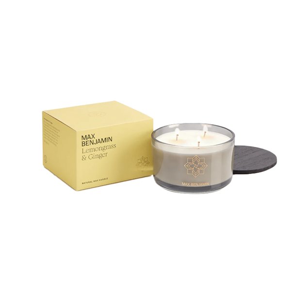 Max Benjamin 3 Wick Luxury Candle 560g - Lemongrass & Ginger (New Packaging)