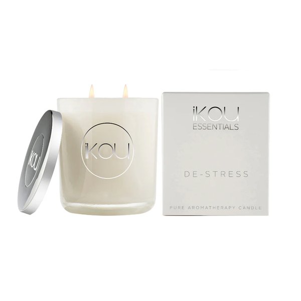 iKou Essentials Large Glass Candle - De-Stress, 450g